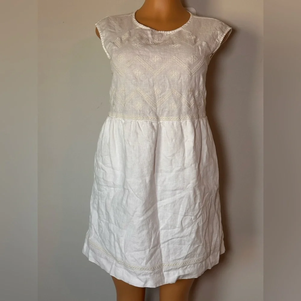 Madewell Sandwave 100% Linen White Mini Dress